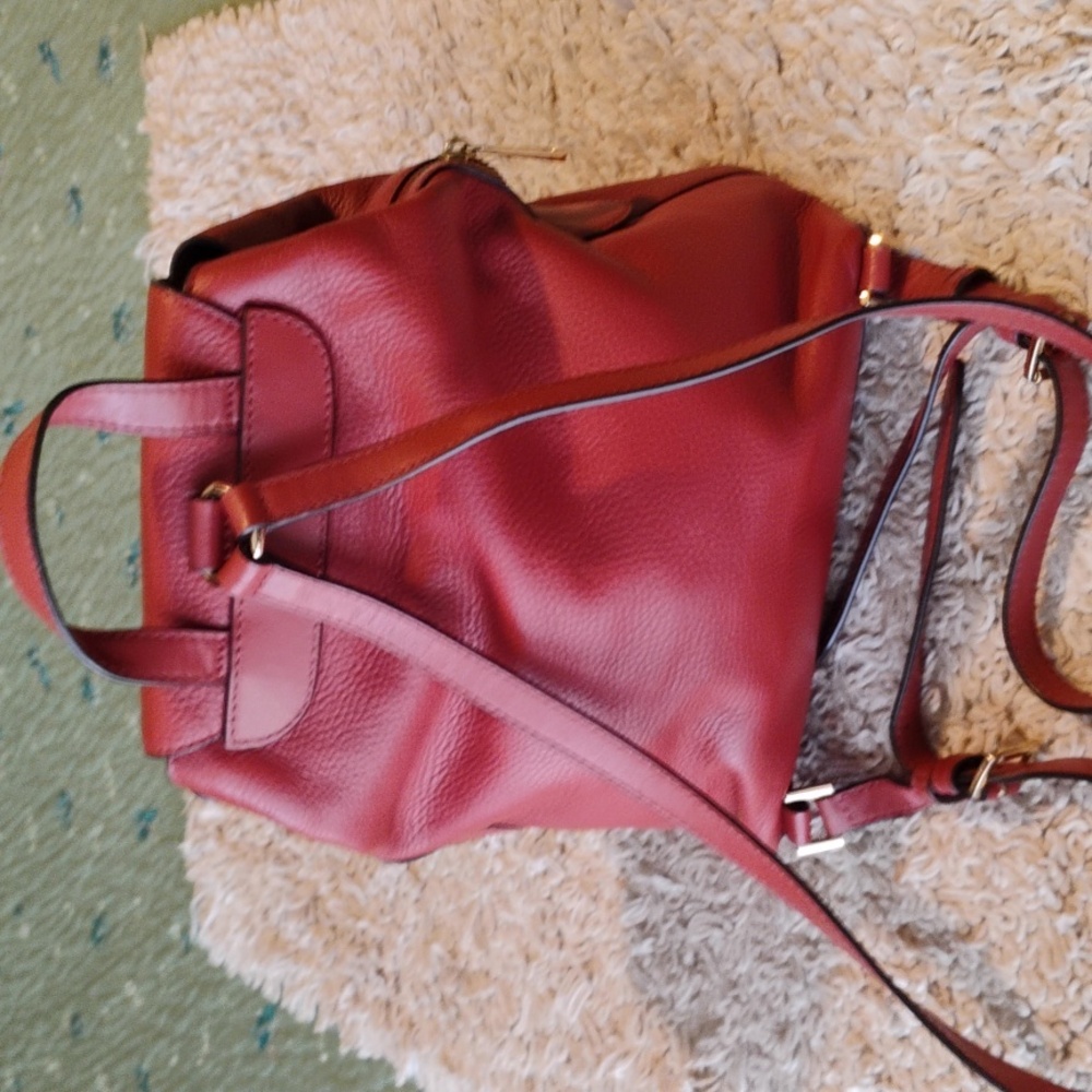 Michael Kors Red Leather Backpack - Picture 2 of 13